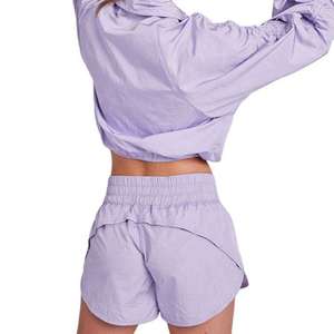 <b>Women</b> 2 Piece Short Set Windbreaker Oversize Zipper Cropped Top Short Set Shorts and <b>Jacket</b> Set <b>Women</b> Reasonable Price OEM - Product Image 6