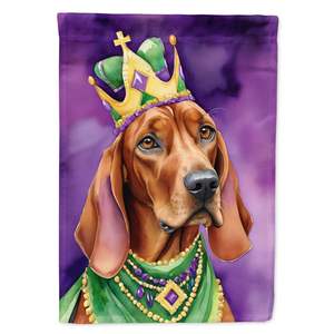Redbone Coonhound King Mardi Gras Bandera de jardín multicolor Buzón Decorativo Patio Banner para Patio Obra DE ARTE Camas de flores Tamaño pequeño - Product Image 1
