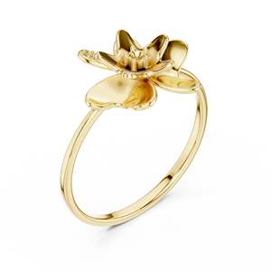 Anillos de oro macizo de 14k para mujer con diamantes de corte redondo minimalista en forma de flor, para regalo, compromiso, aniversario, boda - Product Image 4