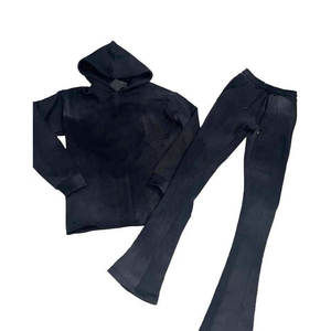 Conjunto Deportivo de Dos Piezas para Mujer, Estilo Desgastado con Lavado Ácido, Sudadera con Capucha de Alta Calidad, Logotipo Personalizado, Venta al Por Mayor - Product Image 2