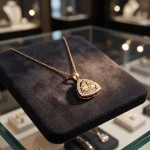 Collar con Colgante de Diamante Cultivado en Laboratorio con Corte Triangular en Oro de 14 Quilates de Lujo con Halo de Diamantes Redondos |   Elegante Joyería Fina de Oro - Product Image 6
