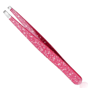 Pince à épiler rose scintillante très vendue pour femmes, en acier inoxydable, pour poils du visage et sourcils, avec logo personnalisé, lot de pinces à épiler - Product Image 5