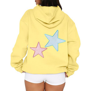 Sudadera con Capucha Oversize para Mujer con Bordado de Estrella, Estilo Y2K, Manga Larga, Forro Polar, para Otoño - Product Image 1
