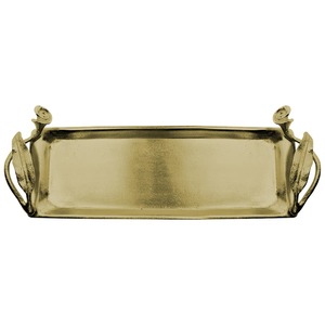 Plateau de vanité en acier inoxydable brillant avec finition dorée, plateau de service moderne de luxe pour salle de bain, pièce maîtresse décorative pour table ou bureau - Product Image 5