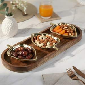 ถาดเสิร์ฟไม้ขอบมนอเนกประสงค์ ถาดเสิร์ฟตกแต่งธรรมชาติ ถาดเสิร์ฟขนมหวาน เหมาะสำหรับร้านอาหารและคาเฟ่ - Product Image 3
