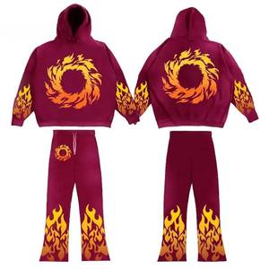 Pantalones Deportivos Acampanados para Hombre, de Invierno, Lisos, con Bordado Personalizado, Lavado Ácido, Sudadera con Capucha de Felpa Francesa de 500 g/m² - Product Image 4