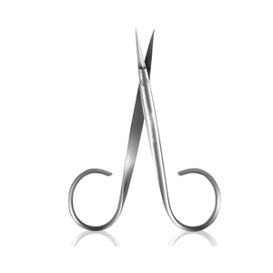 Ciseaux à cuticules Ryzer Studio à lame courbée en acier inoxydable, pointe acérée, manche rose, étui en cuir pour manucure à domicile, outil de beauté - Product Image 1