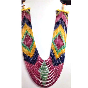 22 brins de saphirs naturels multicolores, perles facettées rondes de 3-6 mm, 1562 carats, 14-20 pouces, prix de gros, perles de saphir, 844 $ US pour l'ensemble. - Product Image 2