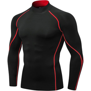 T-shirt de compression à manches longues haute performance pour homme, logo personnalisé, séchage rapide, vêtements de sport pour la gym, l'exercice et la course à pied - Product Image 1
