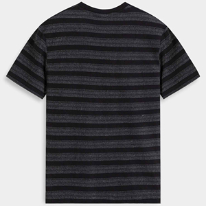 เสื้อยืดคอกลมแขนยาวลายทางถักนิตติ้งระบายอากาศได้ดีสำหรับผู้ชายไซส์ใหญ่ พร้อมกางเกงสีเทาเข้าชุด มีโลโก้ด้านหน้า - Product Image 5