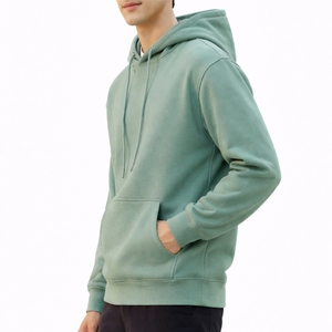 Sweat-shirt à capuche vert menthe pour homme, en coton molletonné, de haute qualité, uni, surdimensionné, décontracté, streetwear d'hiver - Product Image 4