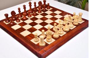<b>Vintage</b> 1915-1925 Nimzovich Staunton Chess Set Ebony And Boxwood Pieces 3.75 King with King Side Stamping At Best Price - Product Image 2