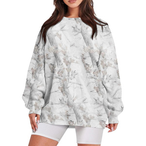 เสื้อสเวตเตอร์คอกลมพิมพ์ลายตัวอักษรและลายพรางป่าขนาดใหญ่พิเศษ ผลิตจากผ้าฝ้ายแท้ 100% สำหรับผู้หญิง - Product Image 4