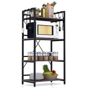 Étagère de rangement industrielle à 4 niveaux en métal avec barre porte-serviettes pour salle de bain, étagère autoportante robuste - Product Image 3