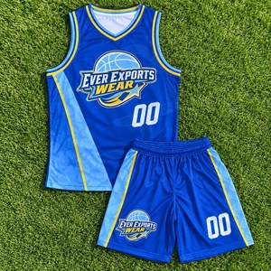 Fabricant professionnel de maillots et shorts de basket-ball personnalisés, ensemble uniforme d'équipe bleu et jaune avec motifs graphiques, vêtements de sport en gros - Product Image 4