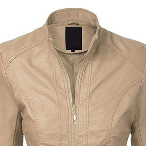 Chaqueta de Cuero para Mujer, Hecha a Medida, de Alta Calidad, Tejida, con Estampado, de Piel de Oveja Genuina, Acolchada, Transpirable, para Invierno - Product Image 4