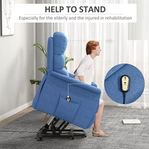 Poltrona Reclinabile Elettrica Blu con Telecomando e Tasche Laterali per Anziani, Ideale per il Soggiorno - Product Image 4