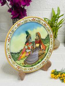 Placa de mármol Makrana hecha a mano, Radha Krishna blanca de la India, artesanías de piedra semipreciosa con toque decorativo - Product Image 4