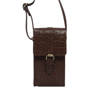 Mejor calidad hecha a mano con Croc de primera calidad en relieve de cuero genuino teléfono bandolera estilo inglés Top proveedor indio - Product Image 1