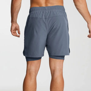 Custom Eco-Friendly Solid High Street Style Sport Canvas Double <b>Layer</b> Waist Loop Pockets Breathable Gym Shorts Quick Dry Online - Product Image 6