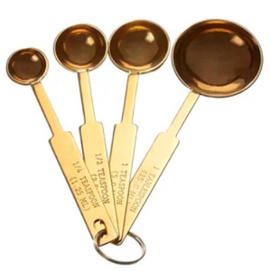 Set of 5 Fancy Wholesale Kitchen Utensil Stainless Steel Metal Golden Food Grade <b>Measuring</b> <b>Spoons</b> Flatware <b>Spoons</b> - Product Image 3