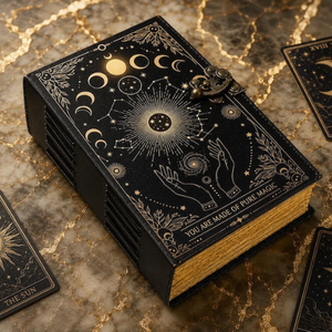Diario de Cuero con Fases Lunares del Tarot Celestial, Cuaderno Mágico para Brujas, Diario Místico de la Luna, Libro de Escritura Espiritual, Grimorio Gótico - Product Image 2
