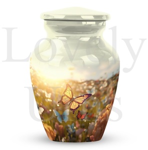 Urna Conmemorativa de Mariposas, Urna Majestuosa de Aluminio para Cenizas Humanas, Recuerdo Decorativo, Tributo Funerario - Product Image 2