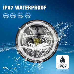 LiuHJG <span class=keywords><strong>Faro</strong></span> Delantero Universal <span class=keywords><strong>Redondo</strong></span> de 7 Pulgadas, <span class=keywords><strong>Faro</strong></span> LED <span class=keywords><strong>Redondo</strong></span> con Enchufe H4, Luz LED para Motocicleta y Automóvil con Clasificación IP67 - Product Image 2