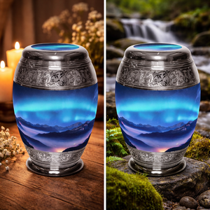 Urna de Metal de Lujo para Cenizas |   Urna Funeraria Decorativa de Aluminio para Memoriales y Exhibición en el Hogar - Product Image 2