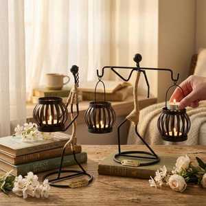 <b>Black</b> African Woman Candle Table Decorations Nordic Home Decor Metal Iron <b>Lanterns</b> and Candle Jars Candlestick Candle Holder UO - Product Image 1