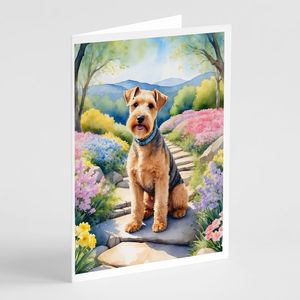 Lakeland Terrier Cartes de vœux fantaisistes Spring Path Lot de 8 cartes de note A7 vierges avec enveloppes Taille 5x7 - Product Image 1