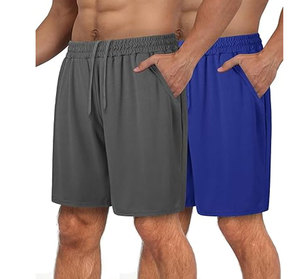 Shorts de sport personnalisés pour hommes, lot de 2, shorts décontractés pour l'entraînement, shorts de gym gris et noir unis - Product Image 5