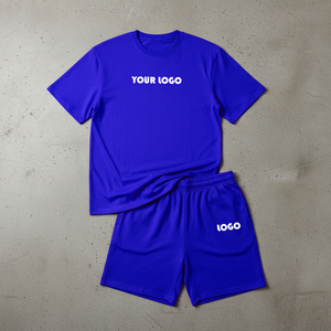 Custom Made Men Casual Shorts Sets Short Sleeve Cotton <b>T</b>-Shirt Shorts Plain Tracksuit Set Menswear 2 Piece Sets - Product Image 1