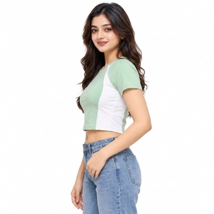 Tops en coton légers pour un confort quotidien, t-shirts courts pour femmes alliant confort décontracté et style frais, tops courts pour femmes. - Product Image 6