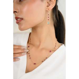 18K Yellow Gold Ruby Station <b>Beaded</b> <b>Necklace</b> - Product Image 5