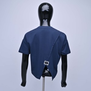 T-shirt court bleu marine pour femme, imprimé étoiles, col rond, manches courtes, décontracté, 100 % coton jersey respirant, coupe classique, printemps-été - Product Image 2