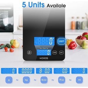 Balance de cuisine numérique 33 lb/15 kg, graduation précise 1 g/0,1 oz, fonctionne sur piles, pour peser en grammes et en onces - pour la cuisine et la pâtisserie - Product Image 2