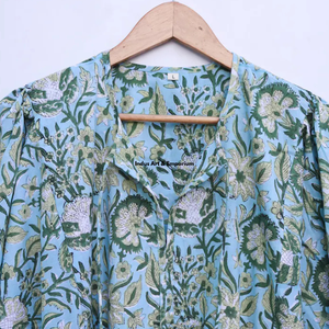 Beautiful floral Cotton Block Printed dress Dress For Casual wear Hand Block Printed Dress - Product Image 4