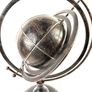 Sculpture de globe terrestre en métal, style armillaire, décoration mondiale, finition bronze - Product Image 3