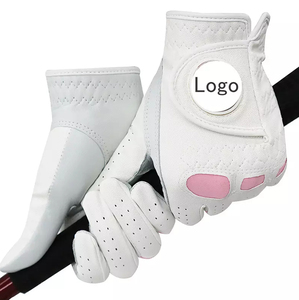 Guante de golf verde y blanco de cuero genuino para mano derecha, transpirable, con cierre de velcro, guante deportivo unisex. - Product Image 4