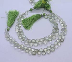 Perles facettées en forme de cœur en améthyste verte naturelle AAA 8x9 mm, pierre précieuse en améthyste verte, briolette en forme de cœur, 8 pouces, pour la création de bijoux - Product Image 6