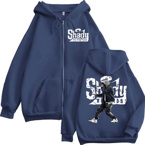 Sweat-shirt à capuche zippé unisexe coupe classique en molleton 100 % coton avec imprimé graphique hip-hop personnalisé pour l'hiver - Product Image 4