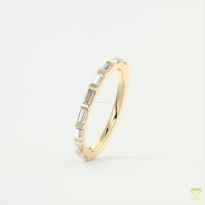 แหวนทองคำประดับเพชรทรงบาแกตต์แบบซ้อนได้ ดีไซน์คลาสสิกสำหรับเจ้าสาว - Product Image 1