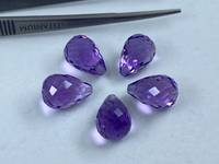 Perles en améthyste naturelle facettées demi-percées en forme de goutte d'eau, qualité supérieure, 9x6mm, 10x7mm, 10x8mm, certifiées par un tiers