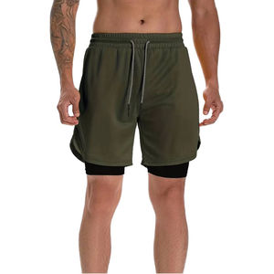 Quick Dry Solid Anti-UV Beach Shorts Casual Polyester Men's Swim Trunks Double <b>Layer</b> Swim Board Compression Liner 5 Inseam - Product Image 6