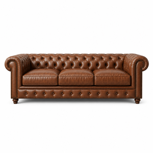Luxury Brown Leather Chesterfield <b>Sofa</b> 3 Seater Manufacturer Tufted Couch for Hotel Lobby Living Room Export - Product Image 2