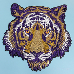 Tiger Head Sequined Washable Patch Sew-On Fabric Applique for Clothing Hats Gifts - Product Image 2