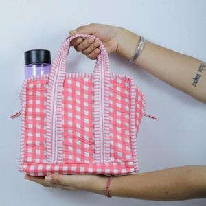 Sac fourre-tout mini matelassé en coton style bohème, fait main, pour femme, petit sac de shopping décontracté, sac à main léger pour tous les jours - Product Image 1