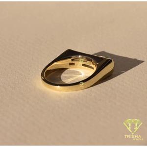 Bague rectangulaire en argent sterling 925 avec diamant de laboratoire, design géométrique doré, bijou élégant et tendance pour femme - Product Image 3