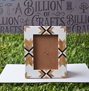 Modern <b>Wooden</b> Photo <b>Frame</b> Rectangular Handmade Decorative Tabletop Display Vertical <b>Picture</b> <b>Frame</b> with Geometric Pattern - Product Image 4